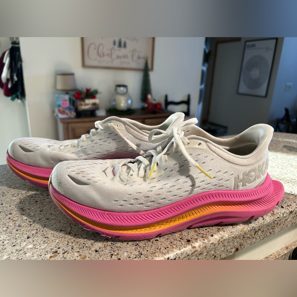 Hoka Women's White and Pink Athletic Shoes